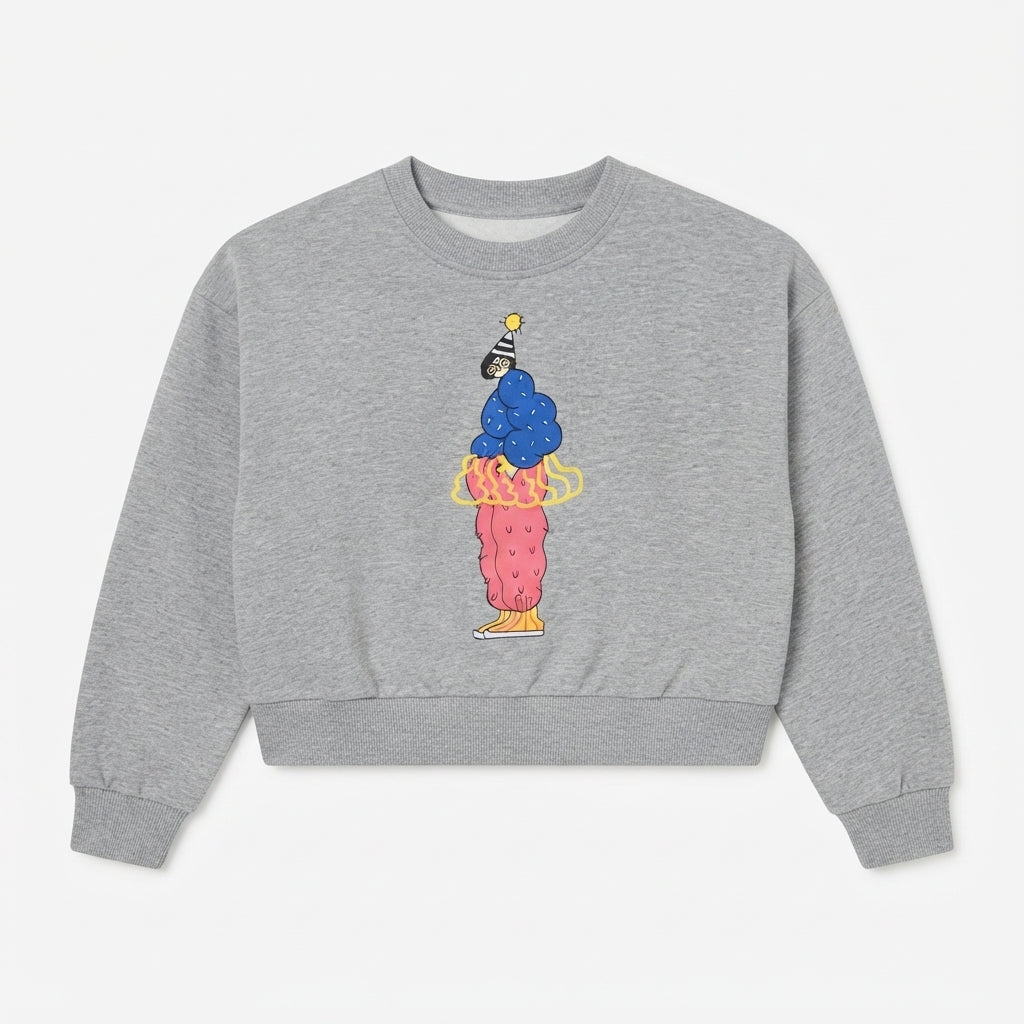 Kids Heather Grey Abstract Character Graphic Long-Sleeve Sweatshirt (Only Top)