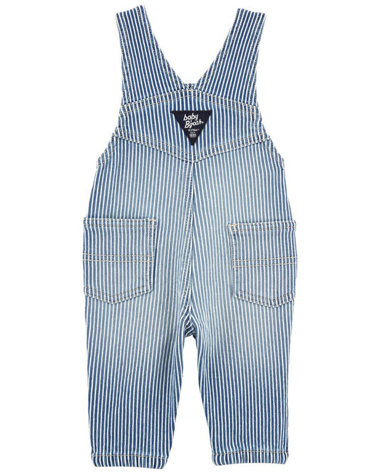 Baby Knit-Like Denim Hickory Stripe Overalls