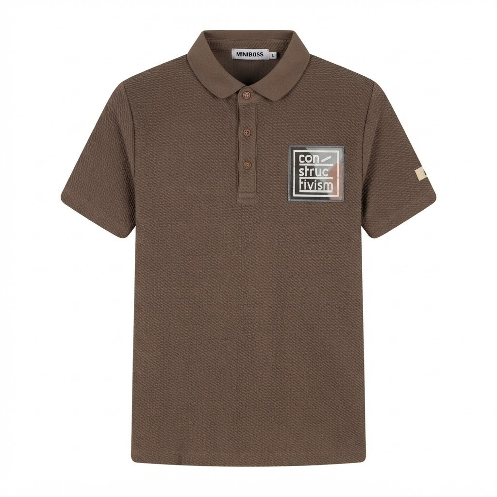 Boys Brown "Constructivism" Badge Polo Shirt