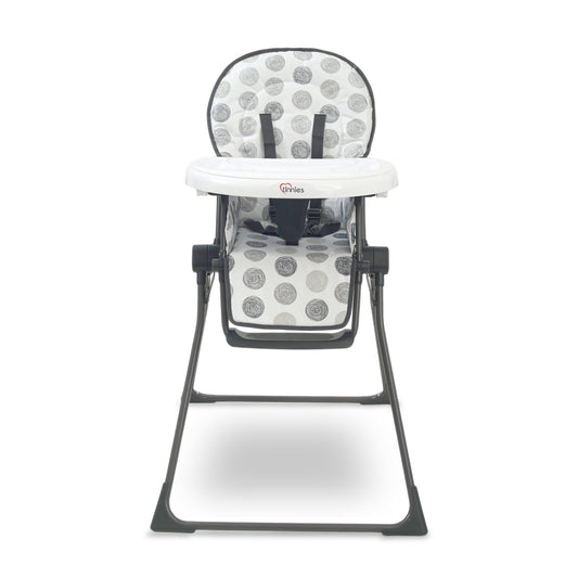 TINNIES PREMIUM GREY POLKA DOT FOLDABLE HIGH CHAIR