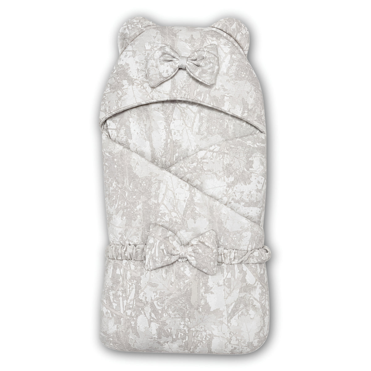 Baby Hooded Carry Nest Swaddle Style with Bow belt Grey