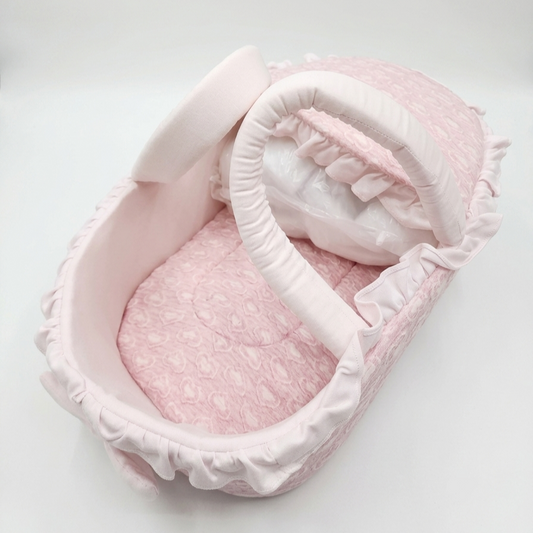 Baby Girl Soft Portable Carry Cot Basket With Bow
