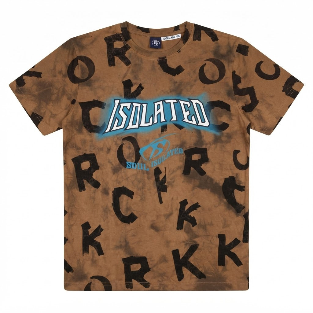 Boys Brown "Isolated" Graphic Print Tie-Dye T-Shirt