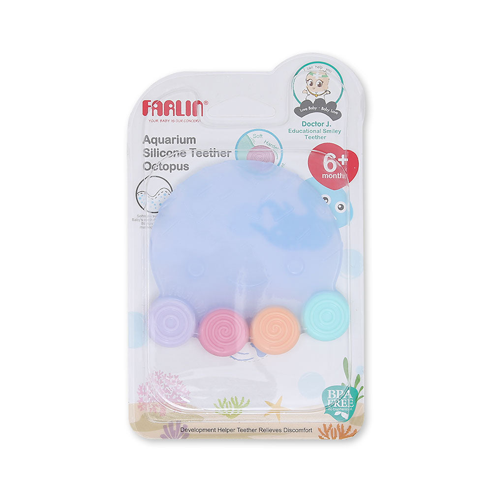 SILICONE GUM SOOTHER - BLUE OCTOPUS