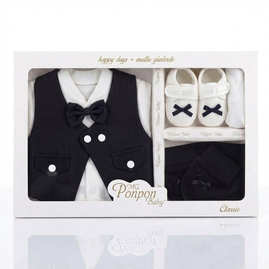Baby Boy 5-Piece Gift Set – Black Vest Zubaidas