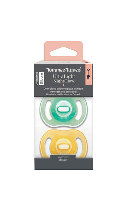Tommee Tippee Night Glow Ultralight Soother 6-18M Pack Of 2