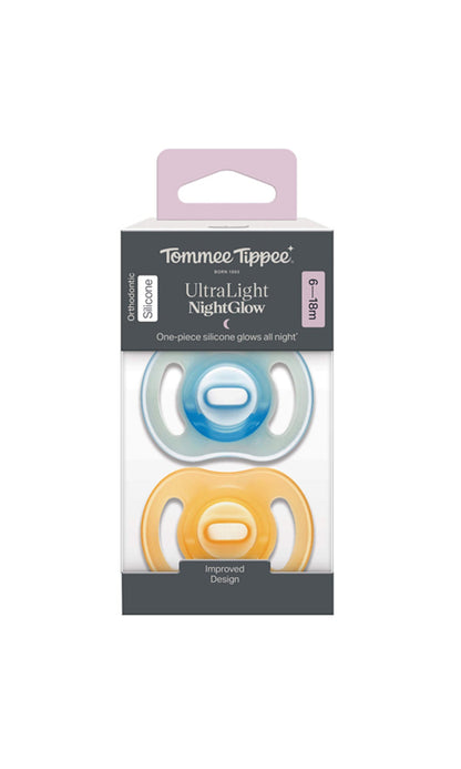 Tommee Tippee Night Night Glow Ultralight Soother 6-18M Pack Of 2