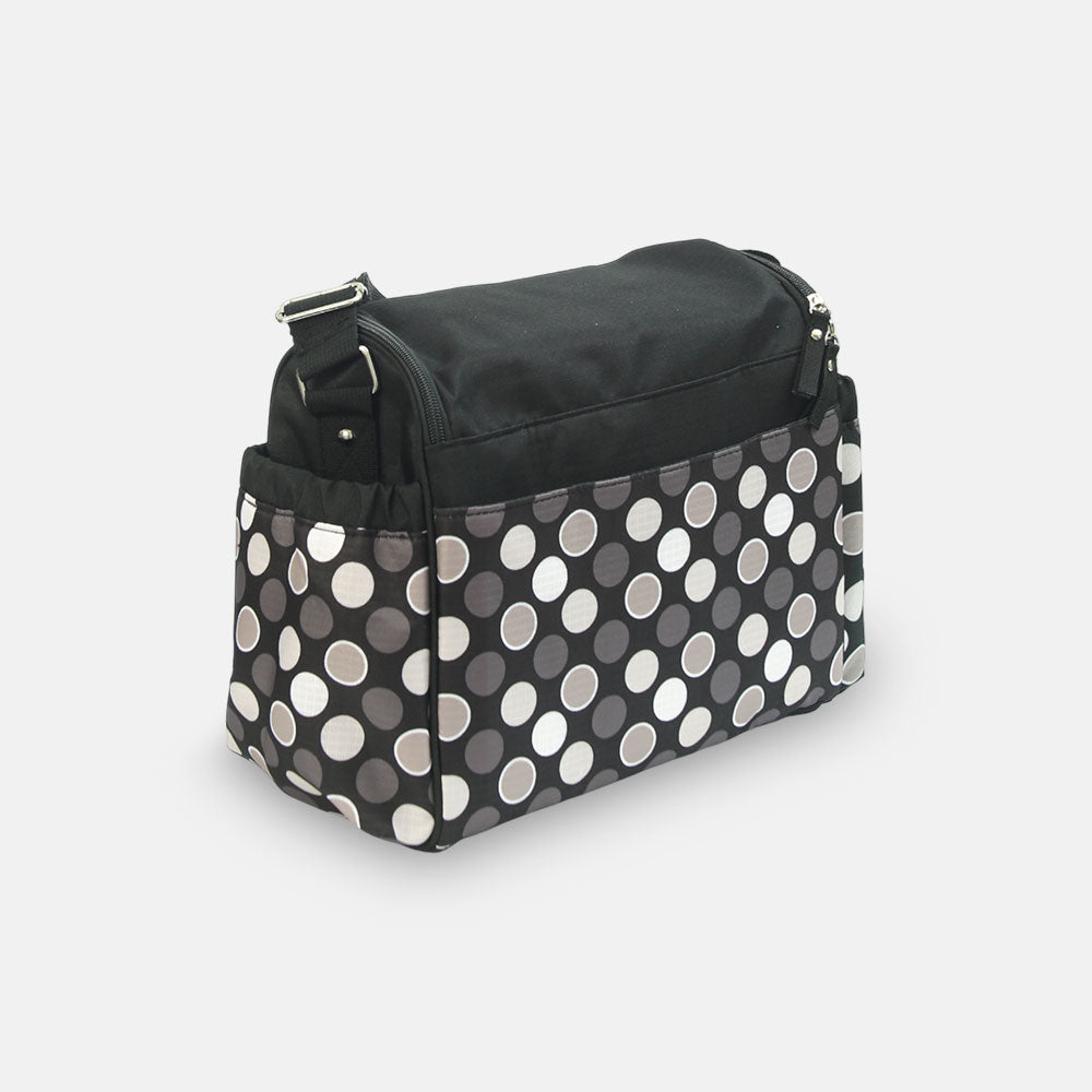 Baby Diaper Bag - Black Polka Dot Printed