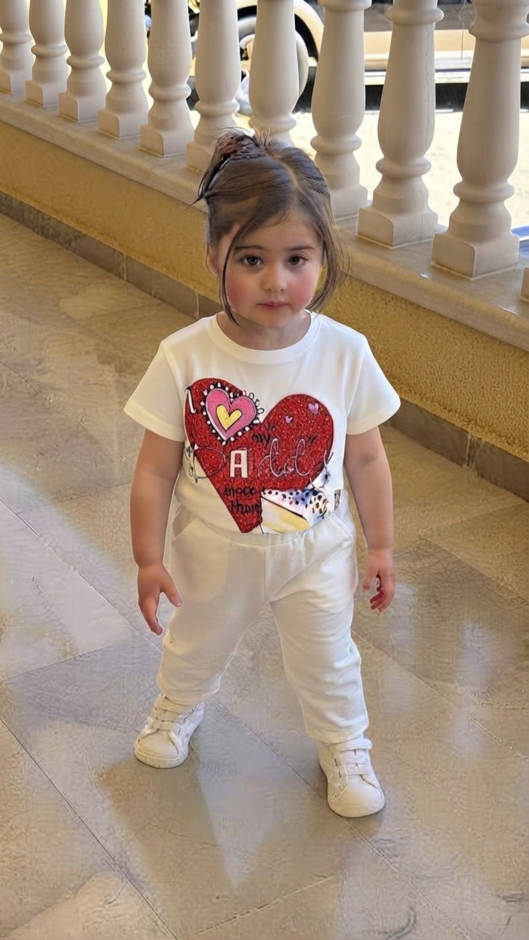 Baby Girls "I Love My Daddy" Cake Graphic Print Cotton Short-Sleeve T-Shirt
