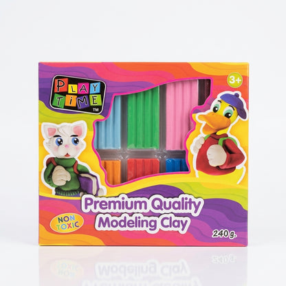 Play Time Premium Quality Non-Toxic Modeling Clay Box Set (240g)