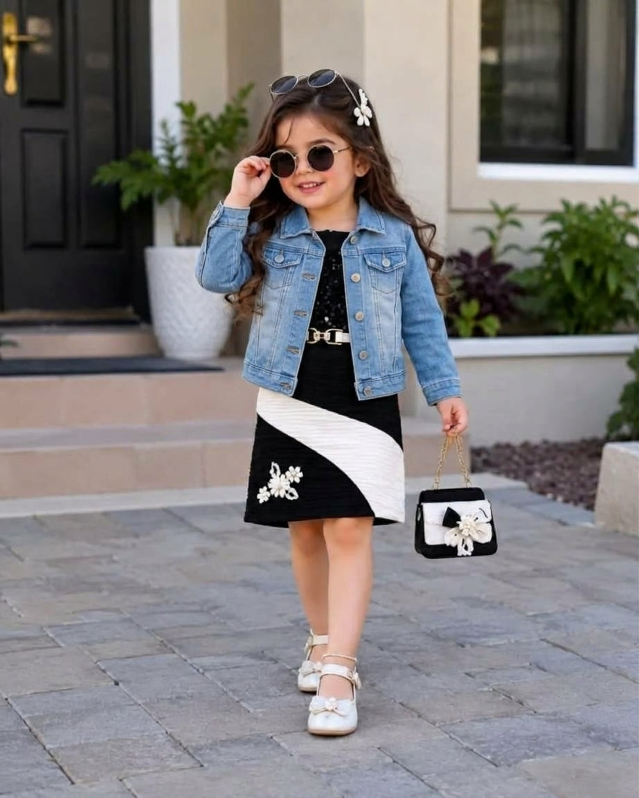 Kids Classic Light Blue Button-Down Denim Jacket (Only Jacket)