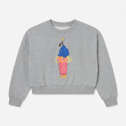 Kids Heather Grey Abstract Character Graphic Long-Sleeve Sweatshirt (Only Top)