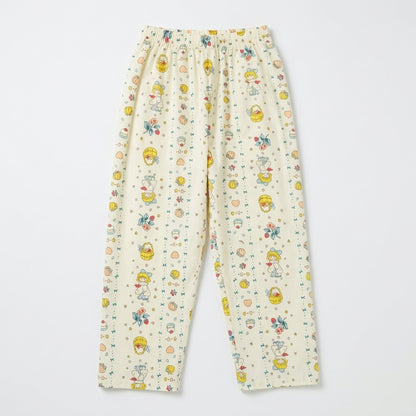 Girls Cream Vintage Illustration Long-Sleeve Nightwear Pajama Set (2-Piece)