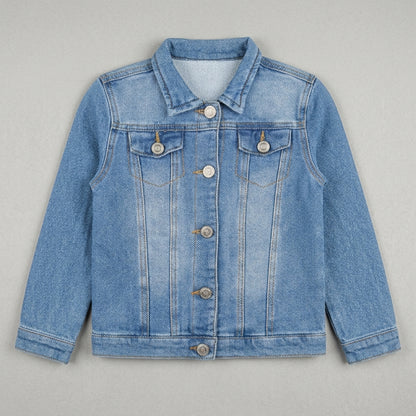 Kids Classic Light Blue Button-Down Denim Jacket (Only Jacket)