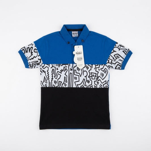 Stylish Color-Block Boys Polo Shirt | Graphic Print Kids Casual Wear