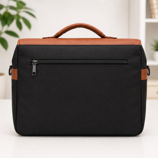 Premium PU Leather Laptop Messenger Bag | Business Briefcase | Office & Travel Shoulder Bag (Brown & Black)