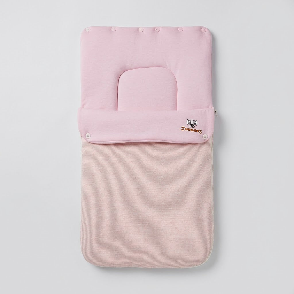 Baby Dusty Pink Textured Hooded Sleeping Bag Carry Nest with 3D Ears