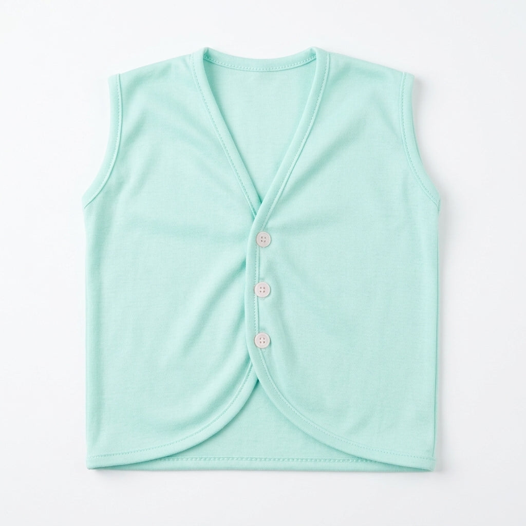Baby Solid Soft Cotton Sleeveless Button-Front Vest Waistcoat (Single Piece)