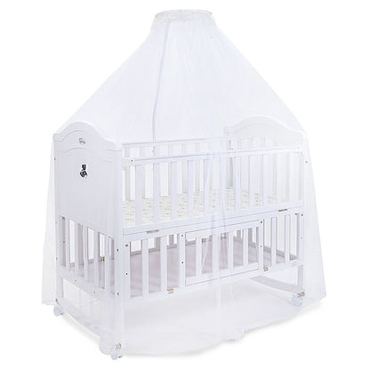 WOODEN BABY COT WITH STORAGE – WHITE