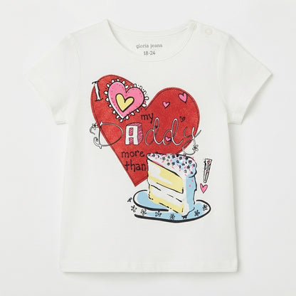Baby Girls "I Love My Daddy" Cake Graphic Print Cotton Short-Sleeve T-Shirt