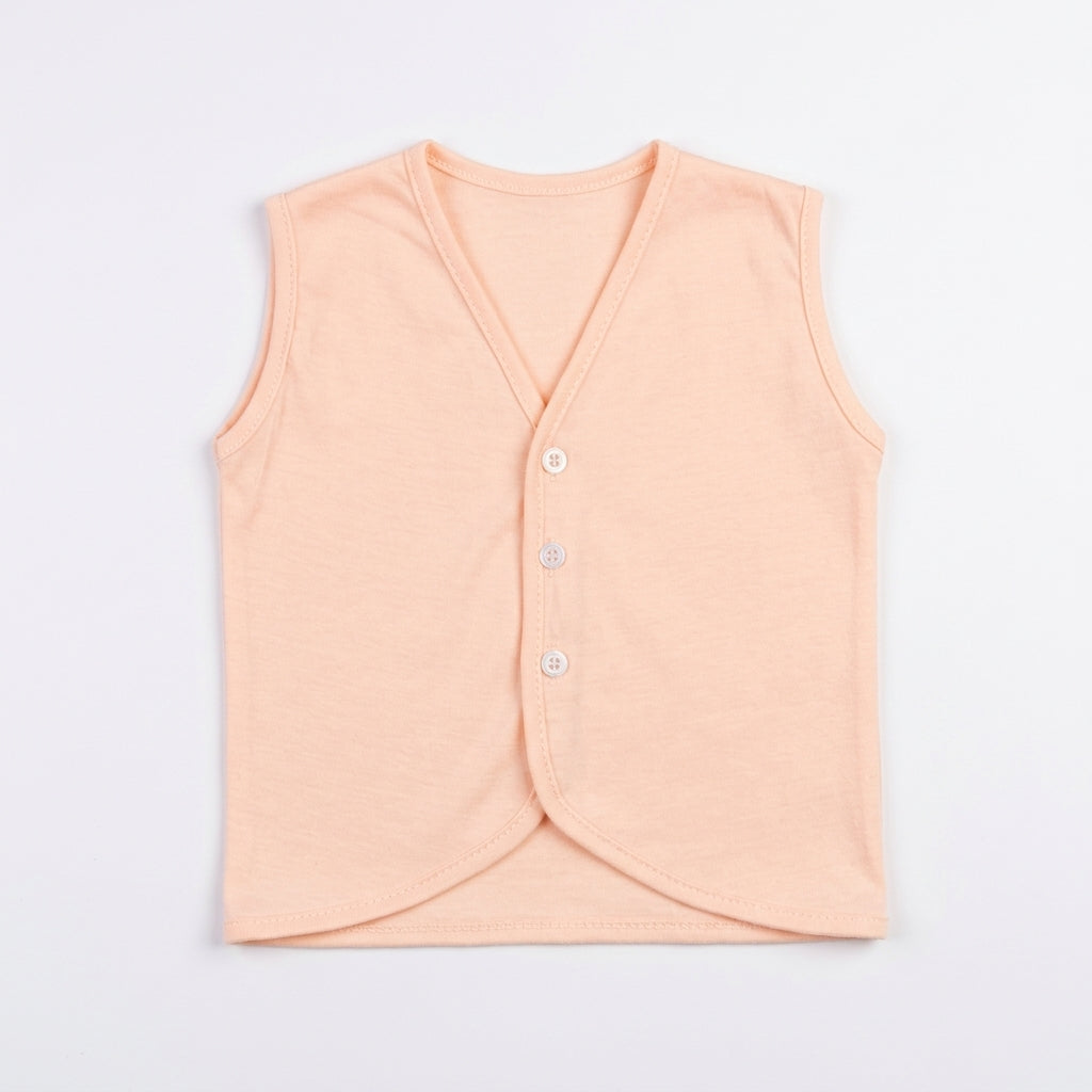 Baby Neutral Soft Cotton Sleeveless Button-Front Vest Waistcoat (Single Piece)