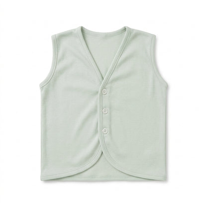 Baby Neutral Soft Cotton Sleeveless Button-Front Vest Waistcoat (Single Piece)
