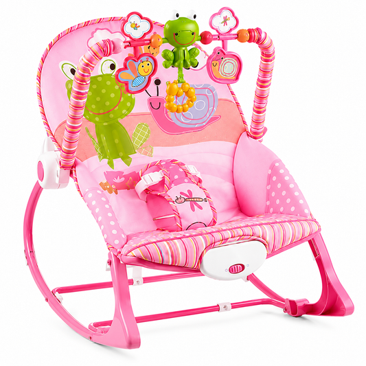 Premium Baby Rocker & Bouncer Seat with Vibration, Toy Bar & Adjustable Recline -JOLLUI
