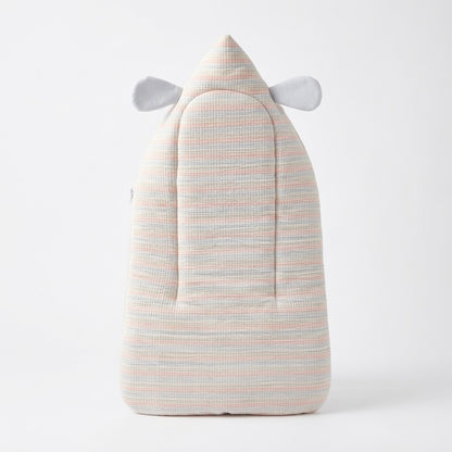 Baby Pastel Stripe Textured Hooded Sleeping Bag Carry Nest with 3D Bear Ears