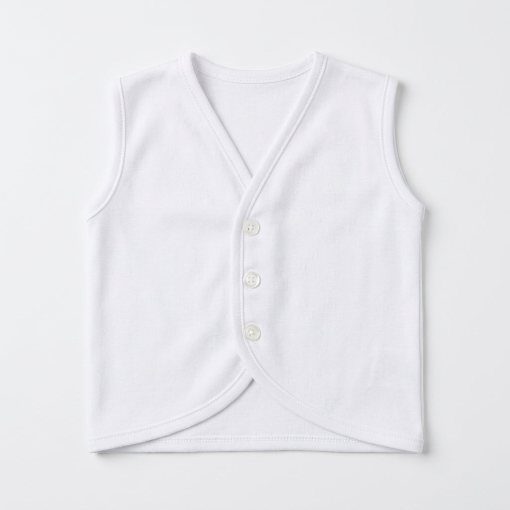 Baby Pastel Soft Cotton Sleeveless Button-Front Vest Waistcoat (Single Piece)