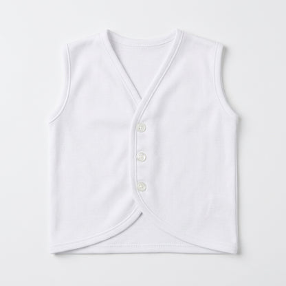 Baby Pastel Soft Cotton Sleeveless Button-Front Vest Waistcoat (Single Piece)