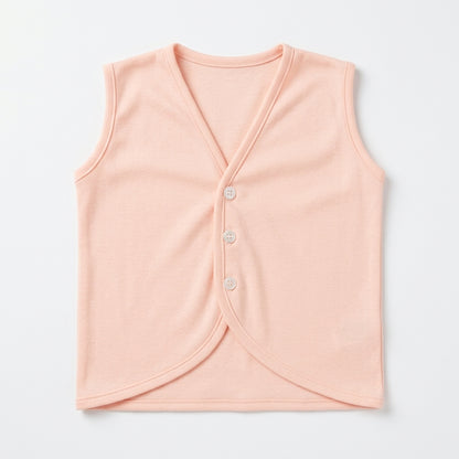 Baby Solid Soft Cotton Sleeveless Button-Front Vest Waistcoat (Single Piece)
