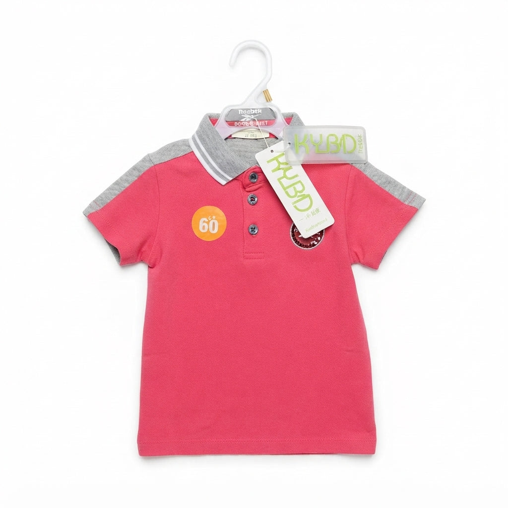 Kids Casual Short Sleeve Polo Top With Collar Detailing