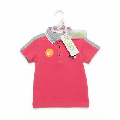 Kids Casual Short Sleeve Polo Top With Collar Detailing