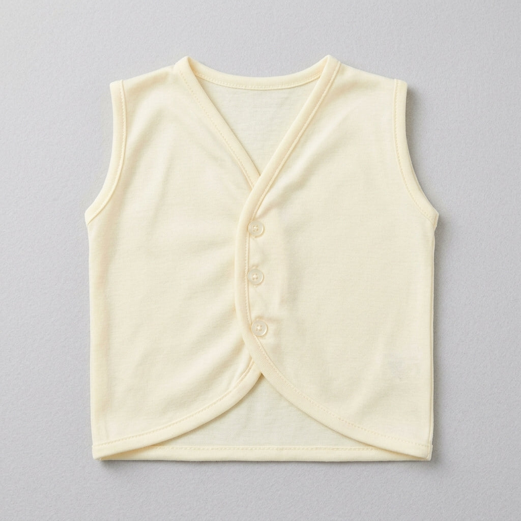 Baby Pastel Soft Cotton Sleeveless Button-Front Vest Waistcoat (Single Piece)