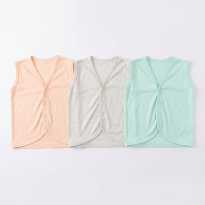 Baby Neutral Soft Cotton Sleeveless Button-Front Vest Waistcoat (Single Piece)