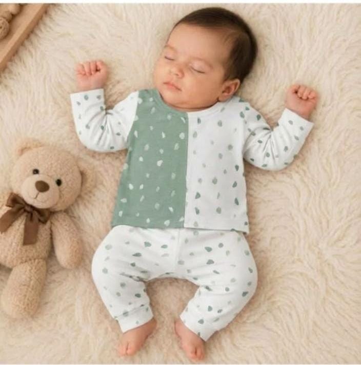 Baby & Toddler Mint Green Two-Tone Dot Print Long-Sleeve Nightwear Pajama Set (2-Piece)