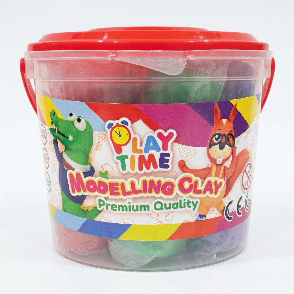 Play Time Premium Quality Non-Toxic Modelling Clay Storage Tub Set