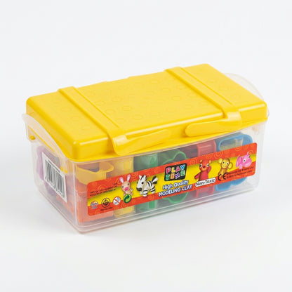 Play Time Non-Toxic Modeling Clay Kit with Yellow Storage Box, Animal Cutters & Tools