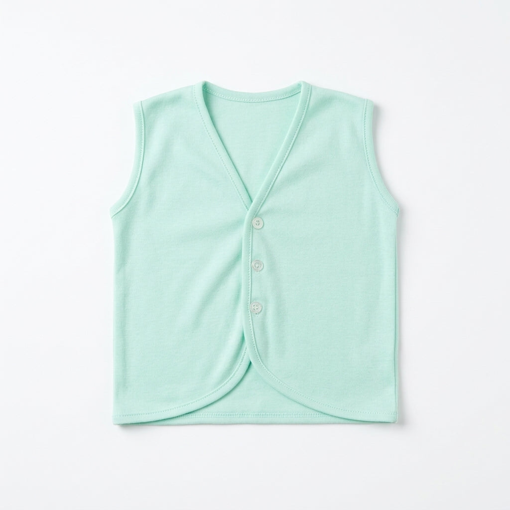 Baby Neutral Soft Cotton Sleeveless Button-Front Vest Waistcoat (Single Piece)
