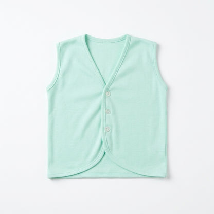 Baby Neutral Soft Cotton Sleeveless Button-Front Vest Waistcoat (Single Piece)