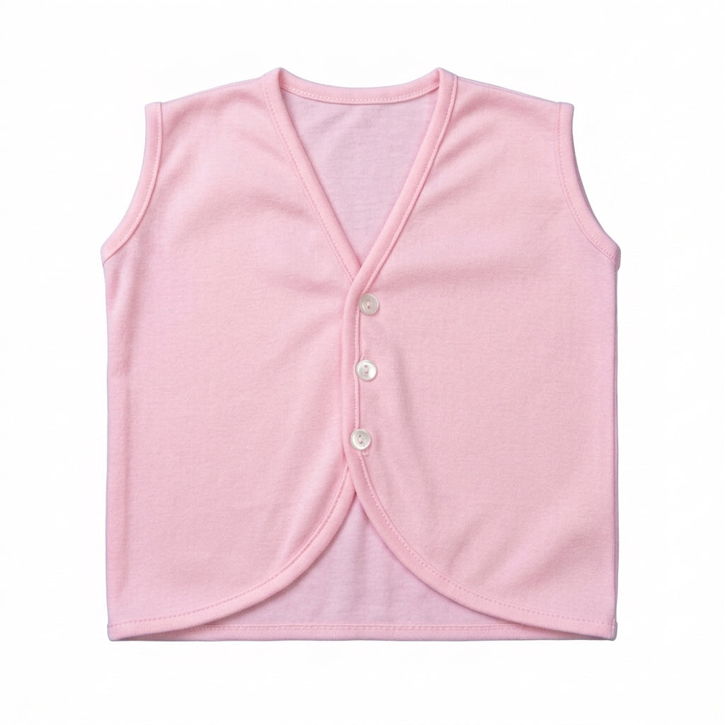 Baby Solid Soft Cotton Sleeveless Button-Front Vest Waistcoat (Single Piece)