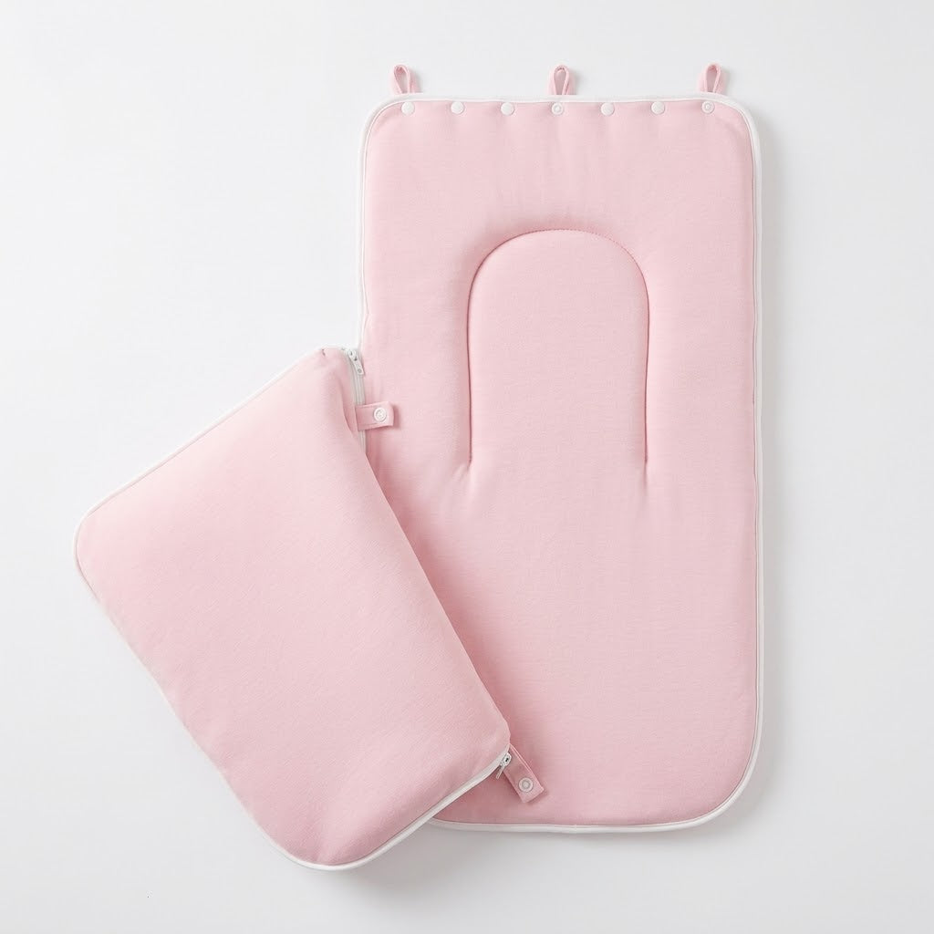 Baby Dusty Pink Textured Hooded Sleeping Bag Carry Nest with 3D Ears