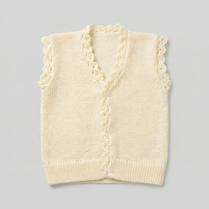Handmade Knitted Baby Vest / Sweater with Scalloped Trim & Button Front