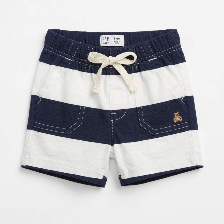 Baby Boys' Navy and White Striped Cotton Shorts Zubaidas