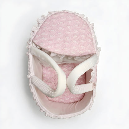 Baby Girl Soft Portable Carry Cot Basket With Bow