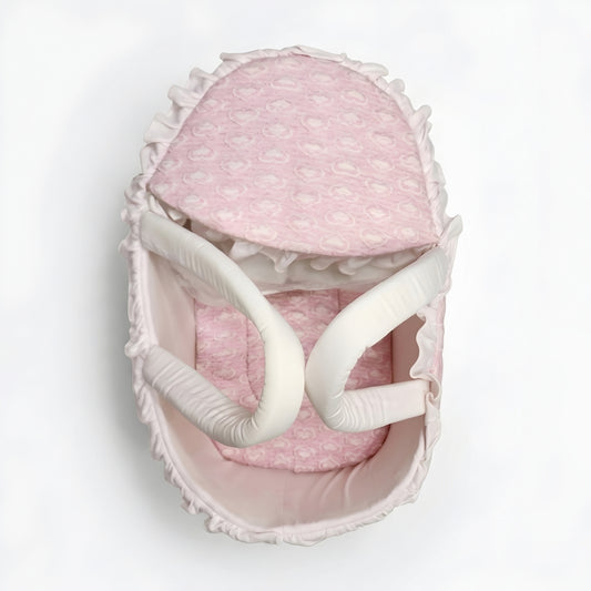 Baby Girl Soft Portable Carry Cot Basket With Bow