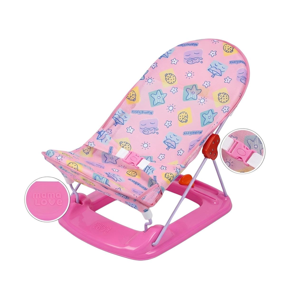 Foldable Baby Bath Seat for Infants Pink & Blue Zubaidas