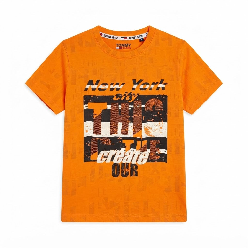 Boys Orange "New York City" Graphic Print T-Shirt