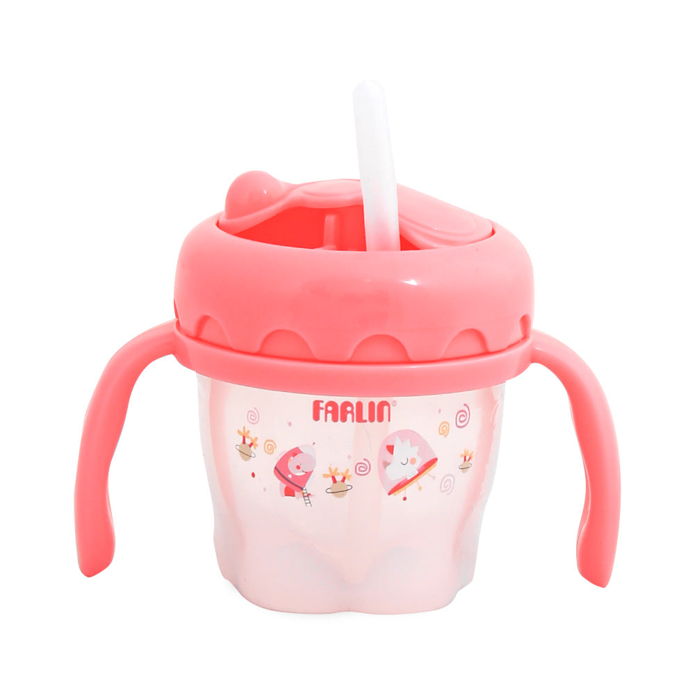 DRINKING CUP STEP 3-STRAW 120ML-PINK