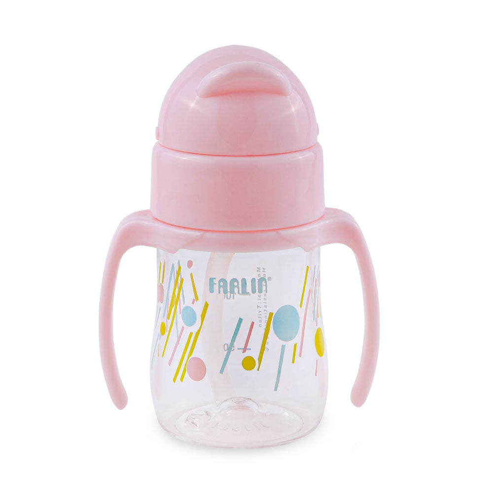 STRAW DRINKING CUP W/HANDLE 150ML-PINK